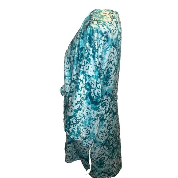 Linea Donatella Satin Charmeuse Wrap Short Robe Jade Medallion Print L/XL NWT - Picture 3 of 8